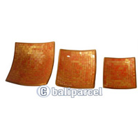 Mosaic Square Plate Set Of 3, Handmade From Terracotta And Glass
