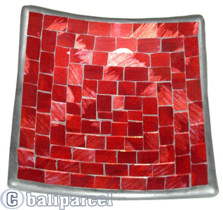 Mosaic Square Plate Set Of 3, Handmade From Terracotta And Glass