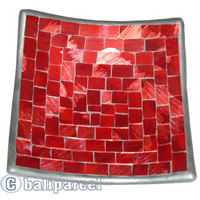 Mosaic Square Plate Set Of 3, Handmade From Terracotta And Glass