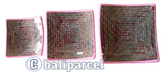 Mosaic Square Plate Set Of 3, Handmade From Terracotta And Glass