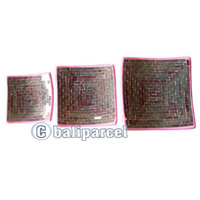 Mosaic Square Plate Set Of 3, Handmade From Terracotta And Glass