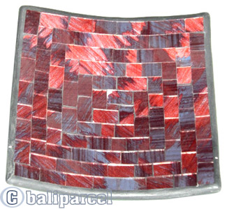 Mosaic Square Plate Set Of 3, Handmade From Terracotta And Glass