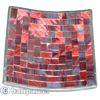 Mosaic Square Plate Set Of 3, Handmade From Terracotta And Glass