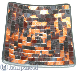 Mosaic Square Plate Set Of 3, Handmade From Terracotta And Glass