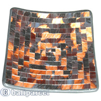 Mosaic Square Plate Set Of 3, Handmade From Terracotta And Glass