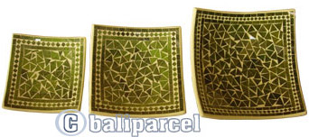Mosaic Square Plate Set Of 3, Handmade From Terracotta And Glass