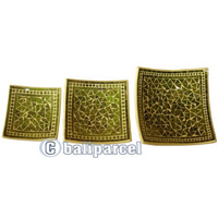 Mosaic Square Plate Set Of 3, Handmade From Terracotta And Glass