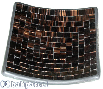 Mosaic Square Plate Set Of 3, Handmade From Terracotta And Glass