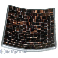 Mosaic Square Plate Set Of 3, Handmade From Terracotta And Glass
