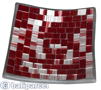 Mosaic Square Plate Set Of 3, Handmade From Terracotta And Glass