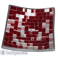 Mosaic Square Plate Set Of 3, Handmade From Terracotta And Glass