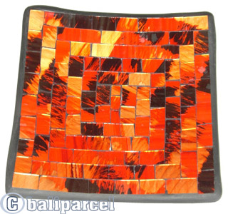 Mosaic Square Plate Set Of 3, Handmade From Terracotta And Glass