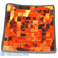 Mosaic Square Plate Set Of 3, Handmade From Terracotta And Glass