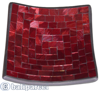 Mosaic Square Plate Set Of 3, Handmade From Terracotta And Glass