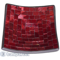 Mosaic Square Plate Set Of 3, Handmade From Terracotta And Glass