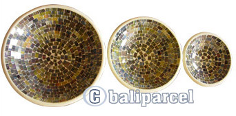 Mosaic Round Bowl Set Of 3, Handmade From Terracotta And Glass
