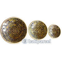 Mosaic Round Bowl Set Of 3, Handmade From Terracotta And Glass