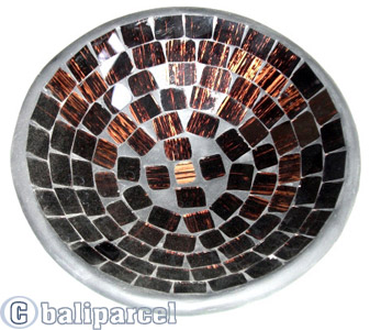 Mosaic Round Bowl Set Of 3, Handmade From Terracotta And Glass