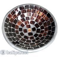 Mosaic Round Bowl Set Of 3, Handmade From Terracotta And Glass