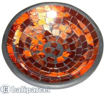 Mosaic Round Bowl Set Of 3, Handmade From Terracotta And Glass