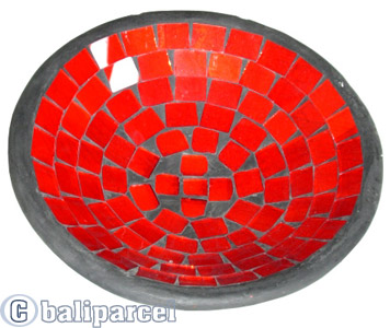 Mosaic Round Bowl Set Of 3, Handmade From Terracotta And Glass