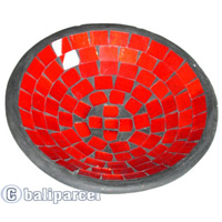 Mosaic Round Bowl Set Of 3, Handmade From Terracotta And Glass