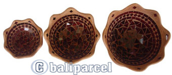 Mosaic Round Bowl Set Of 3, Handmade From Terracotta And Glass