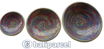 Mosaic Round Bowl Set Of 3, Handmade From Terracotta And Glass
