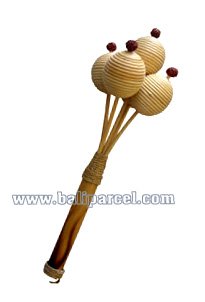 Ping Pong Rattle / Maracas , This Hand Carved From Bamboo And Rattan