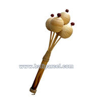 Ping Pong Rattle / Maracas , This Hand Carved From Bamboo And Rattan