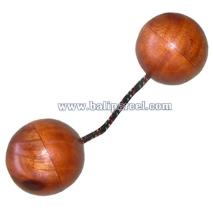 Egg Shaker Polished Wood - Double Set Of Balls With String. This Hand Carved From Mahogany 