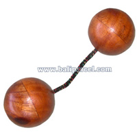 Egg Shaker Polished Wood - Double Set Of Balls With String. This Hand Carved From Mahogany 