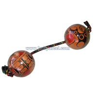 Egg Shaker Native American Style, Double Set Of Balls With String. This Hand Carved From Mahogany 