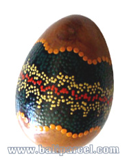 Egg Shaker Aboriginal Painted. This Hand Carved From Wood Mahogany 