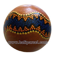 Ball Aboriginal Painted. This Hand Carved From Wood Mahogany 
