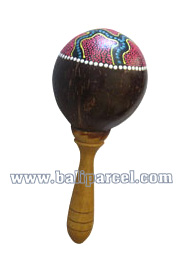 Maracas Aboriginal Painted. This Hand Carved From Coconut And Mahogany Wood 