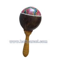 Maracas Aboriginal Painted. This Hand Carved From Coconut And Mahogany Wood 