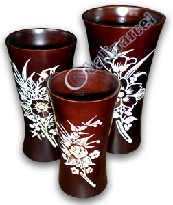 Wooden Vase Set Of 3, This Vase Hand Carved From Teak Wood (the Best Wood). 