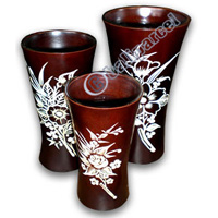 Wooden Vase Set Of 3, This Vase Hand Carved From Teak Wood (the Best Wood). 