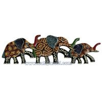Elephants Dot Art Wall Plaque. This Gecko Wall Plaque Is Hand Carved From Albesia Wood. 