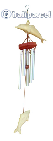 Dolphin Windchime, Handcarved From Wood And Pipe.