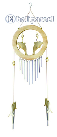 Dolphin Windchime, Handcarved From Wood And Pipe.