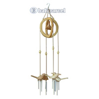 Bird Windchime, Handcarved From Wood And Pipe.