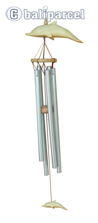 Dolphin Windchime, Handcarved From Wood And Pipe.