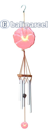 Flower Windchime, Handcarved From Wood And Pipe.
