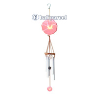 Flower Windchime, Handcarved From Wood And Pipe.