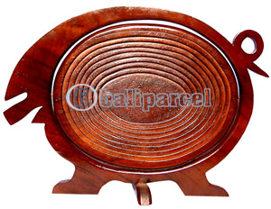 Wooden Fruit Basket. This Hand Carved From Teak Wood.