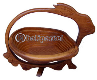 Wooden Fruit Basket. This Hand Carved From Teak Wood.