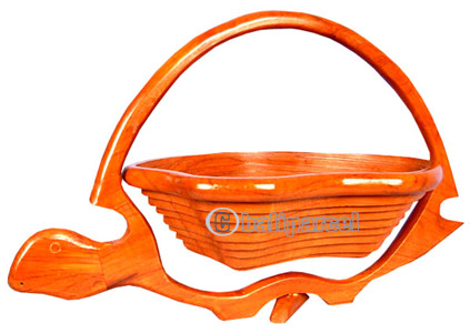 Wooden Fruit Basket. This Hand Carved From Teak Wood.