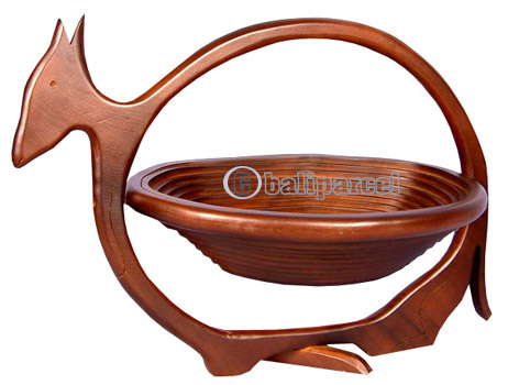 Wooden Fruit Basket. This Hand Carved From Teak Wood.